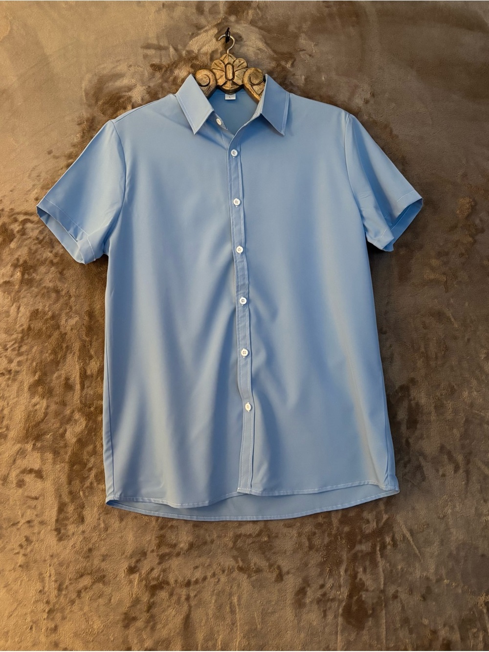 SHEIN Men's Blue Short Sleeve Button-Down Shirt Size L